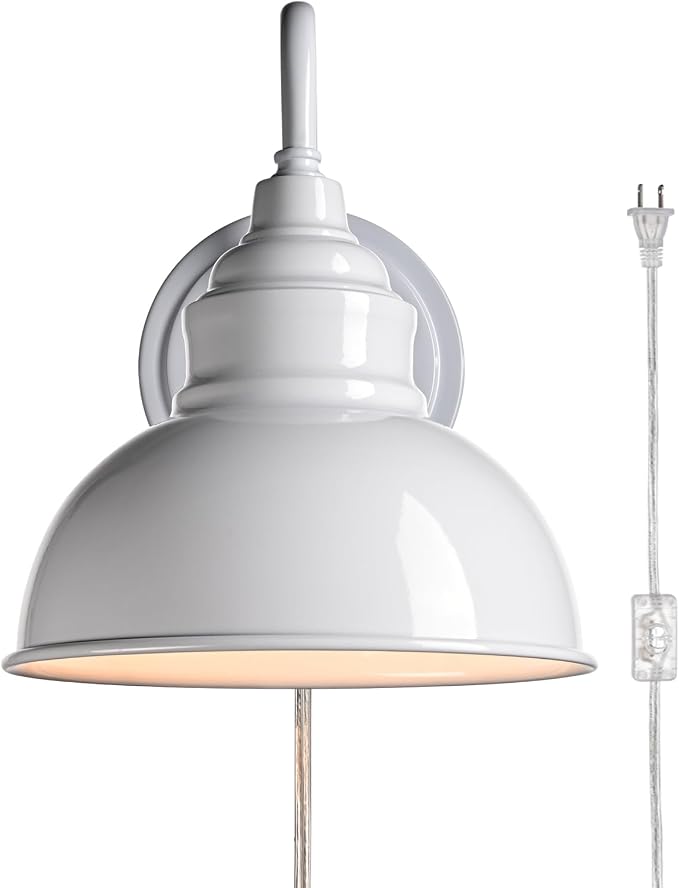 Mini Gooseneck Wall Sconce, 2-Way Mount with Switch, Bright White | Flexible Gooseneck, Plug-in & Hardwired Dual Installation, On/Off Switch Included, Fits Bedroom, Corridor, Porch