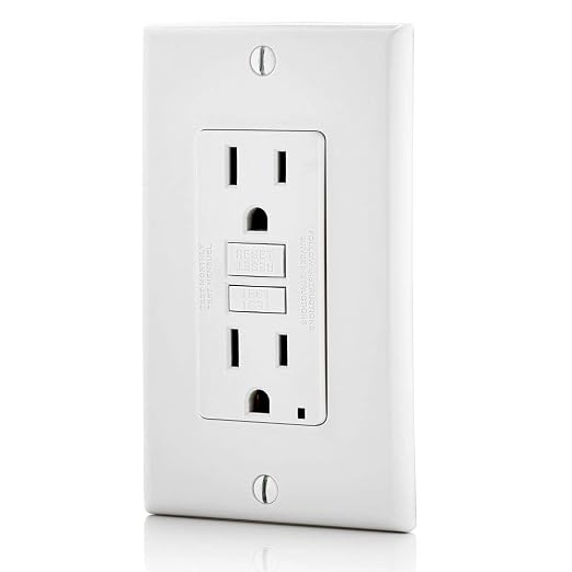 Leviton GFCI Outlet, 15 Amp, Self Test, Non Tamper-Resistant with LED Indicator Light, Protection from Electric Shock and Electrocution, GFNT1-W, White