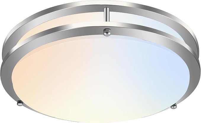 hykolity 16 inch Dimmable LED Flush Mount Ceiling Light Fixture,36W,2200LM | 2.7/3/3.5/4K/5K Adjustbale, 120°Light Angle,CRI90, Ceiling Lamp for Bedroom,Kitchen,Office,ETL Listed, Brushed Nickel