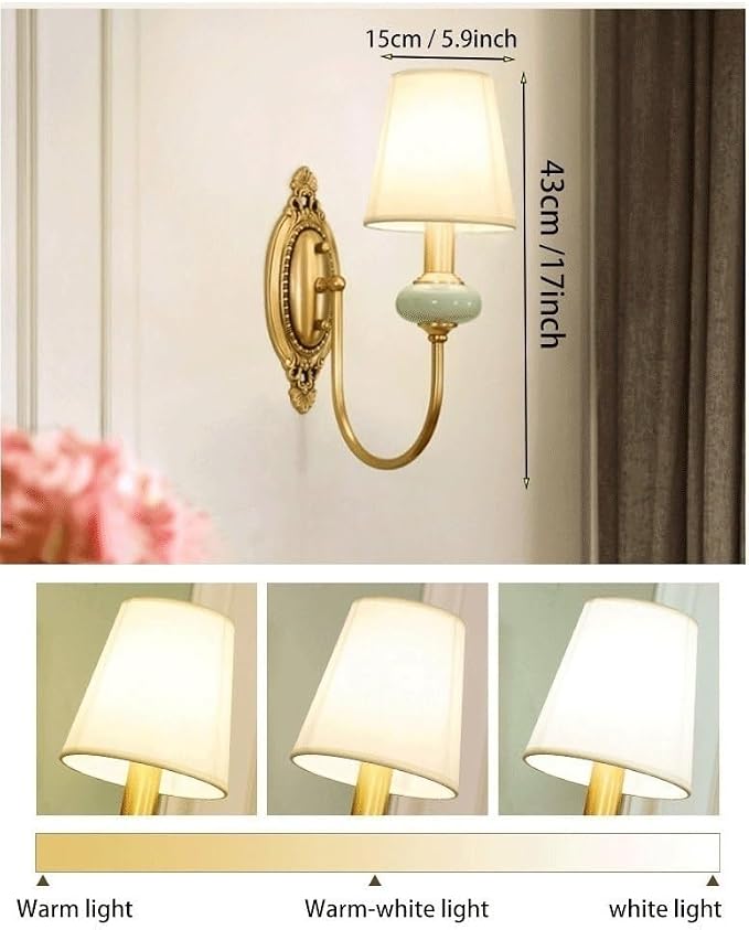 Wireless Battery Operated Wall Sconces Lights Set of 2, Rechargeable Antique Brass Wall Light Sconce with Bulbs & Remotes, No Wires Dimmable Green Ceramic Wall Lamps for Living Room Bedroom Hallway