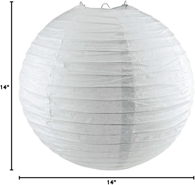 Round Paper Lantern Hanging Decor (14-Inch, White)
