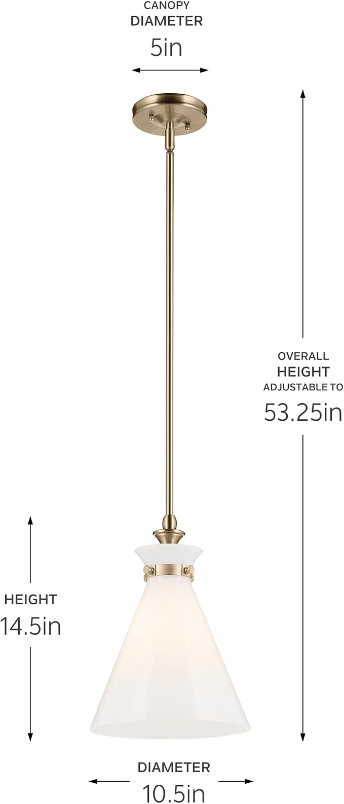 Kichler Laria Pendant Light, Opal Glass, Champagne Bronze | Updated traditional pendant light with opal glass (14.5" x 10.5"), 52774CPZ