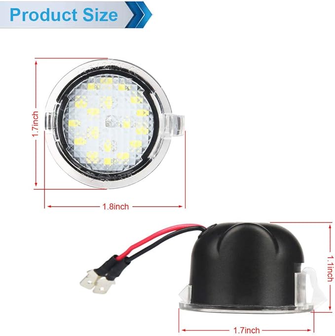 LED Side Mirror Puddle Lights Lamp Compatible with F150 2009-2014, Expedition 2003-2023, Explorer 2011-2023, Edge 2007-2023, Flex Taurus X Ranger 6000K White, Pack of 2