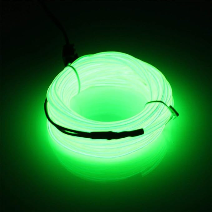 ABALDI EL Wire Neon Light Battery Powered String Lights for Christmas Halloween Xmas Party Indoor Outdoor Decoration(3m/9ft,Fluorescent Green)