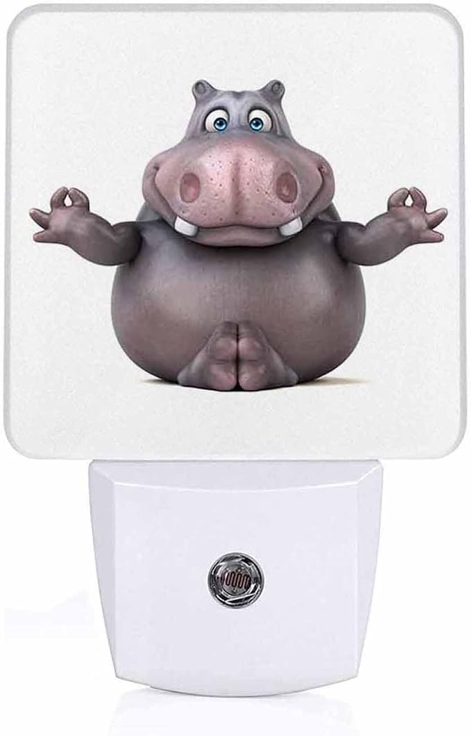 LED Night Light Lamp with Smart Sensor Dusk to Dawn Sensor,Fun Cartoon Hippo Night Light Daylight White,0.5W Plug-into Wall for Adults,Bedroom,Bathroom,Hallway,Kitchen
