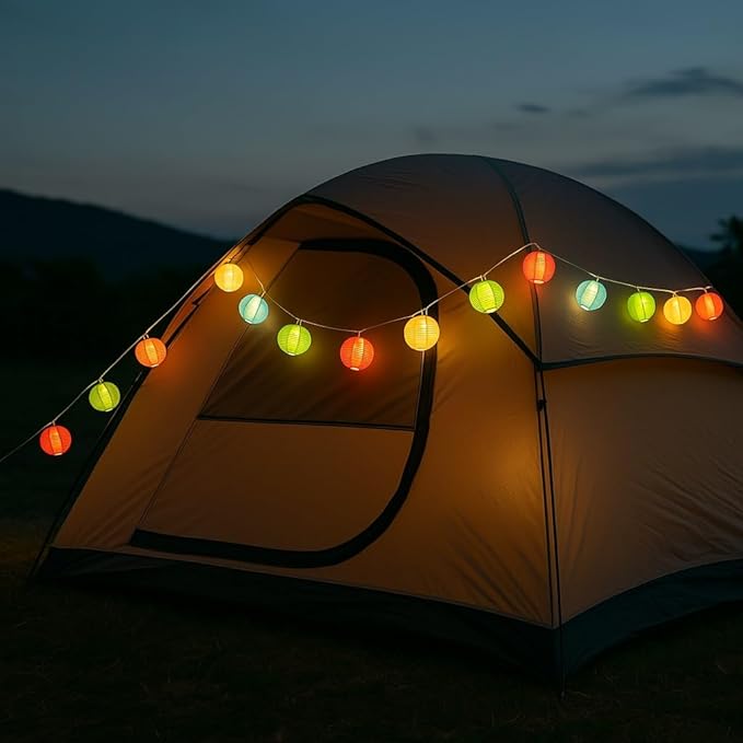 AceList 20 LED Colorful Lantern String Lights - Waterproof, Battery-Powered Decorative Lighting for Festivals, Parties, and Home Decor. Perfect for Weddings, Holidays, Camping, and Everyday Ambiance