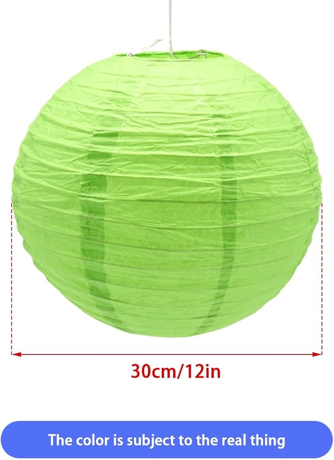 3pcs Paper Lanterns Decorative Round Chinese Paper Lanterns for Birthday Halloween Wedding Baby Bridal Shower Home Decor Party Decoration (12in/Green)