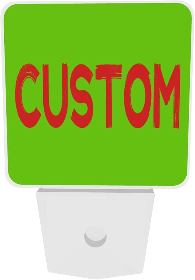 Personalized LED Plug-in Night Light 2-Pack with Pictures Text Logo, Custom Photo Auto Sensor Nightlights Set of 2 for Bedroom Bathroom Hallway Decor Gifts