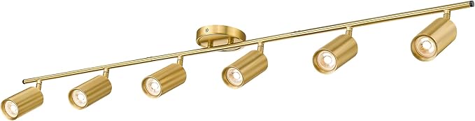 FEMILA 53" Track Lighting Fixtures Ceiling, 3000K LED Track Light Ceiling, Bulb Included, Brushed Gold Finish, GU10 Base, 4FS84TL-6 BG