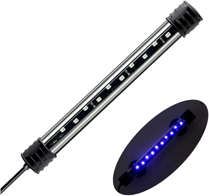 LED Aquarium Light 3 W Underwater USB Fish Tank Light Blue Submersible Aquarium Light 7in