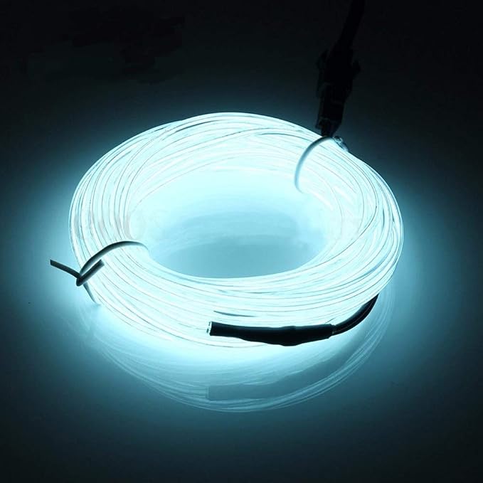ABALDI EL Wire Neon Rope Light Glowing Strobing Electroluminescent Light with Battery Pack Controller for Parties, Halloween, Advertisement Decor(3m/9ft,White)
