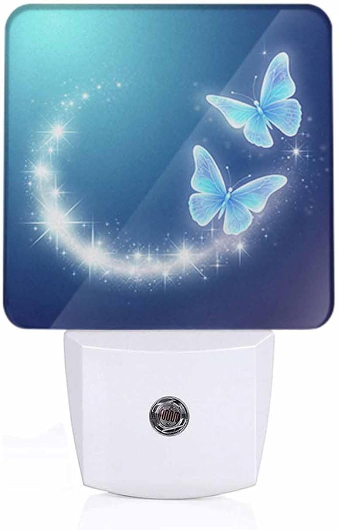 Glowing Butterflies LED Night Lights Plug into Wall Sparkle Firework and Stars 0.5W Plug in Night Light, Dusk to Dawn, Bright Nightlight Auto On/Off, for Room Bedroom Bathroom