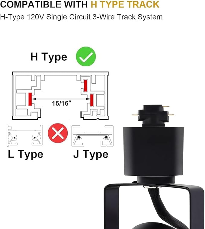 10W Track Lighting Heads,4000K Cool White Dimmable Bright LED Track Lighting Fixtures,120V Linear Track Light H Type-CRI90+ 24° 1000lm - 12 Pack (Black)