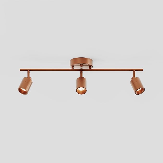 Shura Brushed Copper 3-Light Track Light with Rotatable Heads, Integrated LED Bulbs, 2 ft. Track Lighting Kit, 3000k, 1470 Lumens