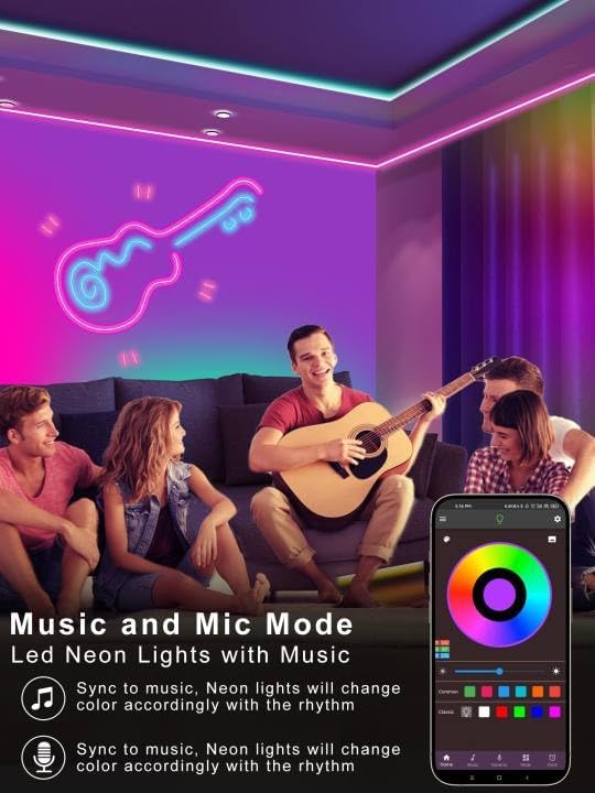 NBBUFF 50FT RGB Led Neon Rope Lights Outdoor with Remote & App Control | (1 Roll) Music Sync Led Strip Lights Color Changing, Neon Led Light Strip,DIY Flexible Led Lights For Bedroom, Gaming, Party