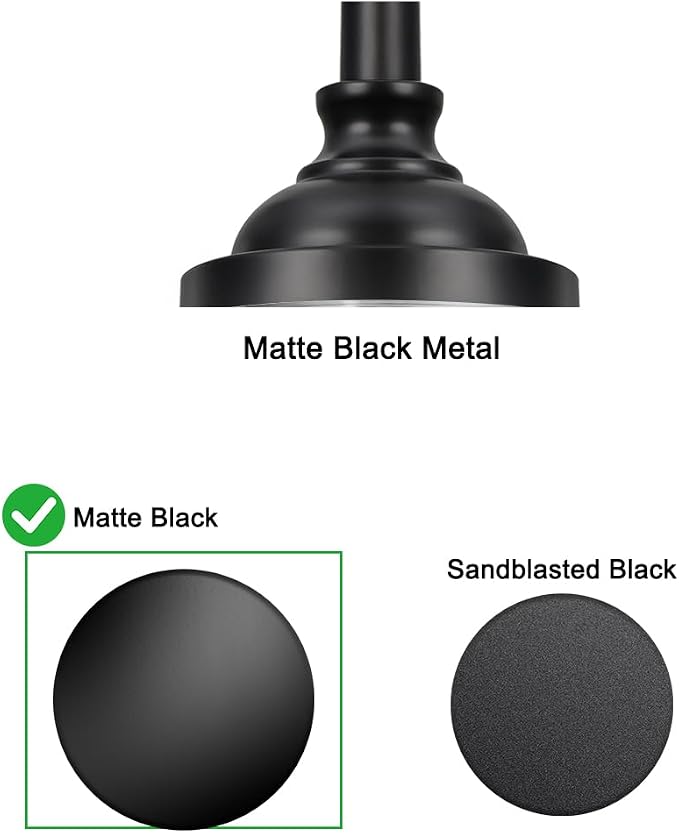 Daunton Black Vintage Pendant Lights Kitchen Island with Glass Over Sink | Adjustable Height Kitchen Light Pendant,Bathroom Pendant Light,Dual Mount Ceiling & Hanging Fixtures, 90° Swivel for Home