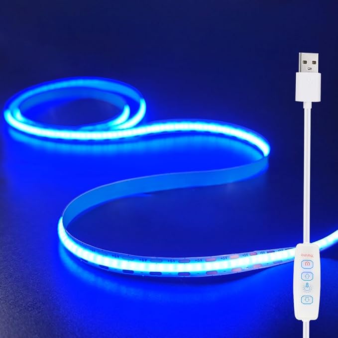 ZSLAIFU COB LED Strip Lights Ice Blue 3.28ft, 5V Dimmable LED Light Strip, Flexible USB Light Strip for Cabinet, TV Backlighting, Bedroom, Kitchen, Home DIY Lighting