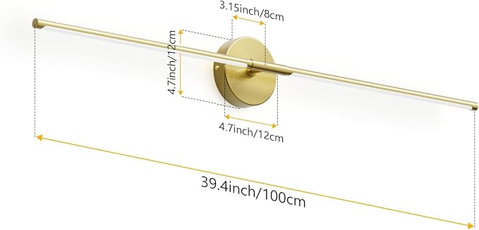 Modern Gold Vanity Light Fixture 40Inch 5000K Hardwired Bathroom Light Over Mirror 360° Rotatable Bathroom Sconce(White Light)