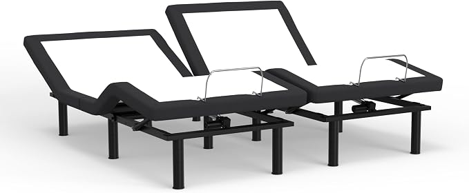 Blissful Nights e4 Split Top Flex Top King Adjustable Bed Base Frame, Massage, Anti-Snore, USB, Nightlight, Wireless Remote Head & Foot Incline, and 10-Year Warranty