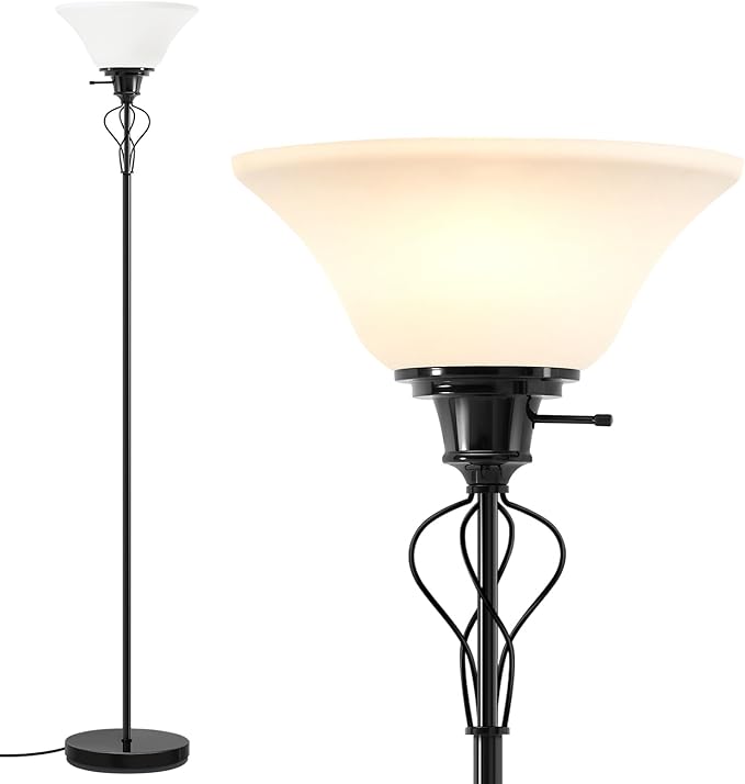 Floor Lamps for Living Room, 70" Tall Torchiere Floor Lamps, Plastic Shade | Bright Standing Lamp, Uplight, Stand Up Lamps Skinny Corner Lamp for Bedroom, Office, Dorm Room Decor, Separate On/Off Switch