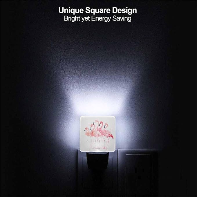 Flamingos Night Light Plug-into Wall Pink Animals Nightlight Lamp with Dusk to Dawn Sensor, Led Lamp 0.5W Energy Efficient for Home Decor