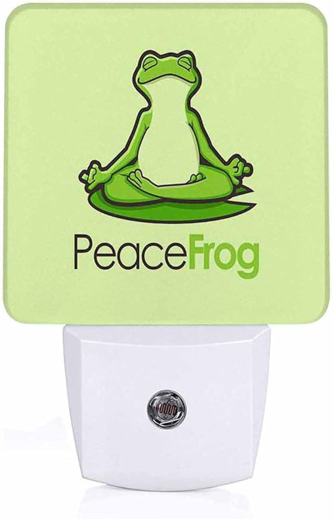 LED Night Light Lamp with Smart Sensor Dusk to Dawn Sensor,Zen Frog Yoga Mascot Night Light Daylight White,0.5W Plug-into Wall for Adults,Bedroom,Bathroom,Hallway,Kitchen
