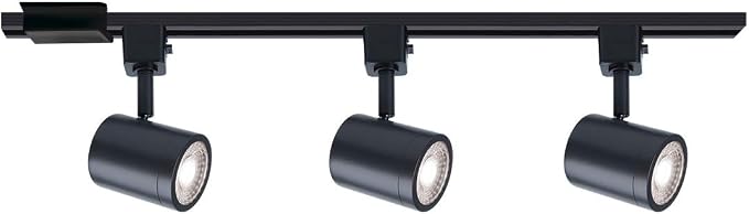 WAC Lighting Charge 8010 LED 27W 3 Light Track Kit with Floating Canopy Feed and 4Ft Track with End Caps 3000K Warm White Heads Fully Dimmable in Black