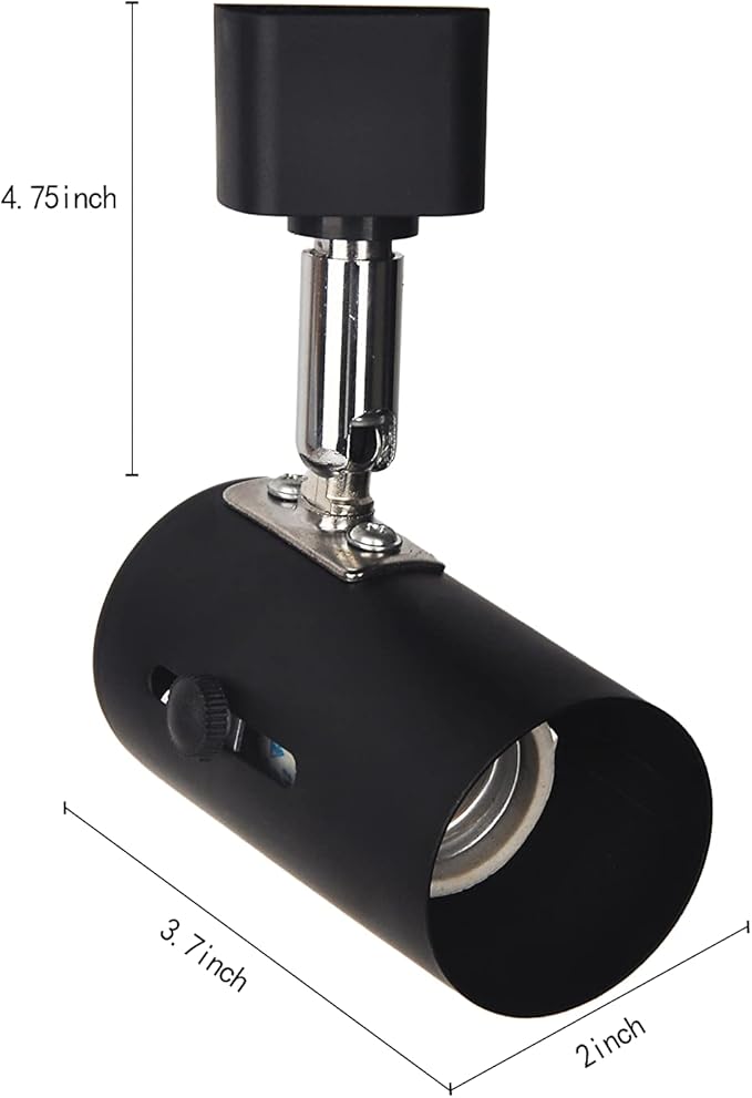 H Type Black Universal line Voltage Track Lighting Heads E26(no Bulb),ETL Listed,4Pack