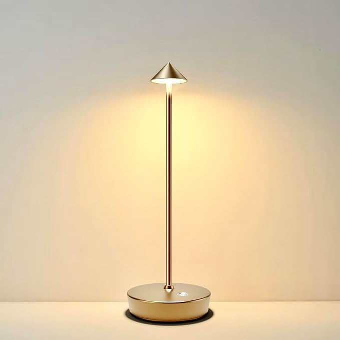 Cordless Rechargeable Led Table Lamp Battery Operated Light Bronze | 6000mAh Touch Desk Lamp 3 Color Dimming Portable Metal Outdoor Waterproof Light for Patio/Restaurant/Dining/Home