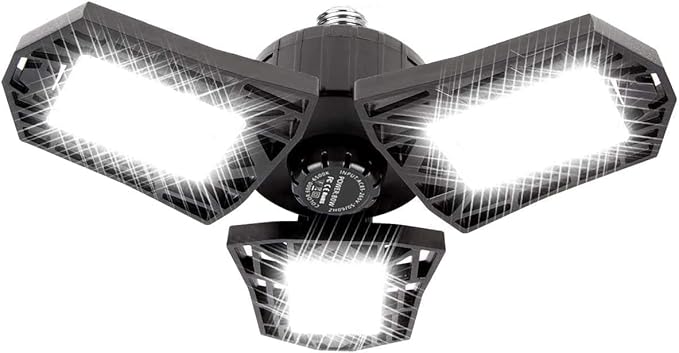 2 Pack Deformable LED Garage Lights - 5000Lumen 6500K Daylight 50W, Three Leaf Garage Ceiling Lighting