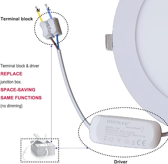 8 Inch 18Watt Ultra Thin Round LED Recessed Panel Spot Lighting, 140 Watt Retrofit Ceiling Downlight, 6500K Cool White, 10 Pack