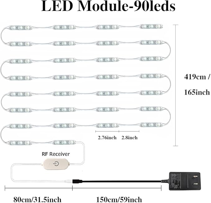 Hollywood Style Vanity Lights Kit, LED White 13.5ft Dimmable Mirror Lights,Vanity Lights for Mirror, Full Body Mirror, Vanity Mirror, Makeup Table & Bathroom Lighting(Mirror Not Include)