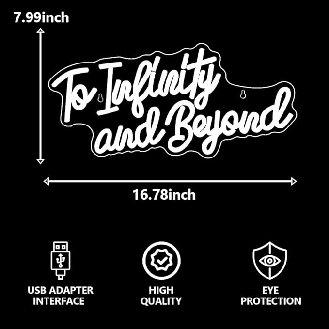 To Infinity and Beyond Neon Sign, Led Light Neon Signs for Wall Decor,Anime To Infinity and Beyond Neon Lights for Bedroom Men Cave Party Decor, Birthday Christmas Gifts for Boys and Girls