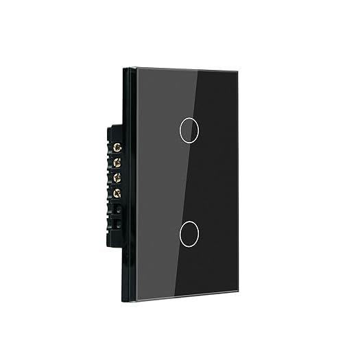 WiFi Smart Light Switch,2-Button Single Gang 2.4GHz Wi-Fi Touch Switch, Neutral Wire Required,Work with Smart Life/Tuya App and Alexa,Black