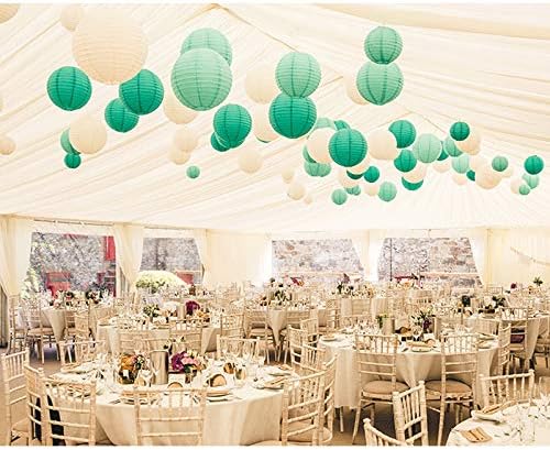 Green Paper Lanterns 12 Pcs Assorted Size of 6" 8" 10" 12" Chinese Round Paper Hanging Decorations Ball Lanterns Lamps for Home Decorations, Parties, and Weddings