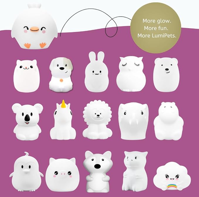 Chick Silicone Night Light for Kids, Squishy Lamp with Remote | Tap Control | Rechargeable 9-Color Changing Soft Glow | Nursery Nightlight for Kids | Portable Animal Nightlight | USB Cord