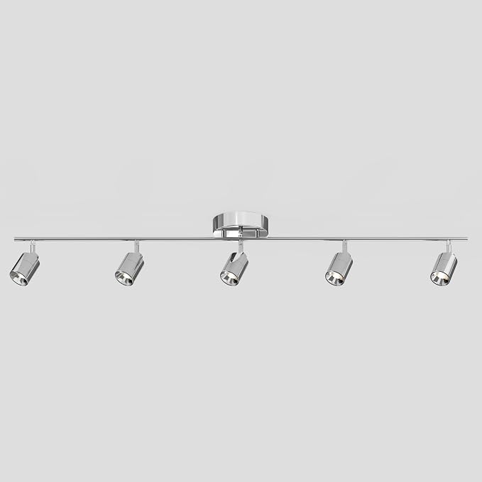 Shura Polished Chrome 5-Light Track Light with Rotatable Heads, Integrated LED Bulbs, 4 ft. Track Lighting Kit, 3000k, 2450 Lumens