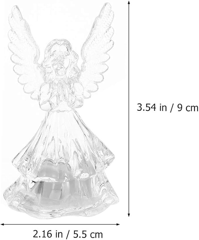 STOBOK Acrylic Angel Night Light Led Figurine Prayer Lamp Cute Cartoon Bedside Light 3.54X2.16X2.16In Decorative Table Lamp for Home and Party Ambiance