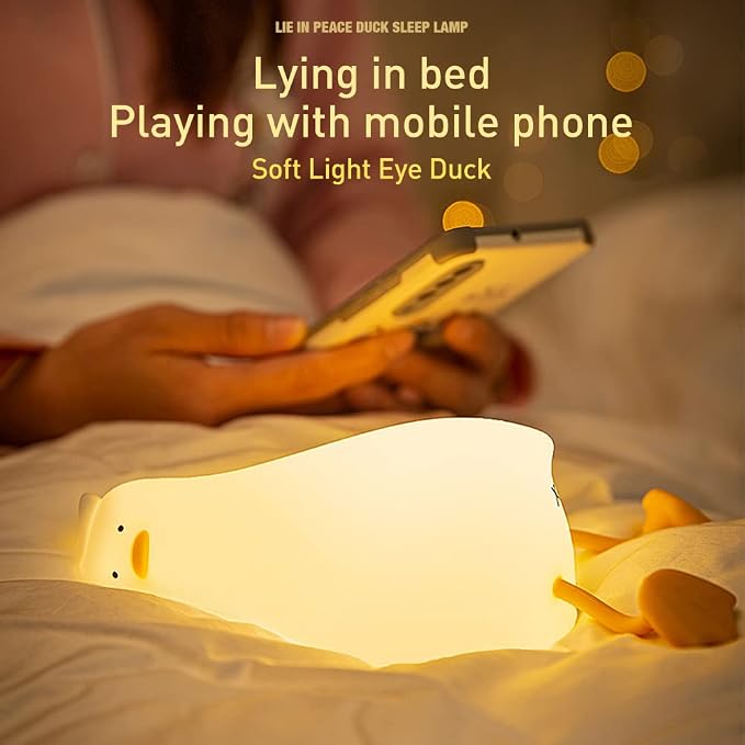 LED Duck Night Light Cute Small Lamp Night Light for Kids 3 Levels Dimmable Nursery Nightlight with Timer Silicone Squishy Duck Portable Rechargeable Touch Bedside Lamp