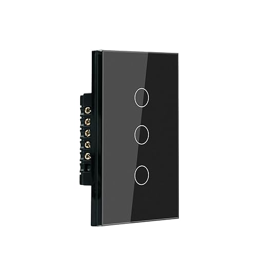WiFi Smart Light Switch,3-Button Single Gang 2.4GHz Wi-Fi Touch Switch, Neutral Wire Required,Work with Smart Life/Tuya App and Alexa,Black