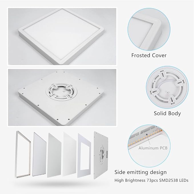 9Inch 18W Square LED Ceiling Light Fixtures Flush Mount, 2800K Warm White LED Ceiling Lamp, Surface Mount Modern Ceiling Lights, Slim Flat Panel Lighting for Bedroom, Kitchen, Bathroom Etc.