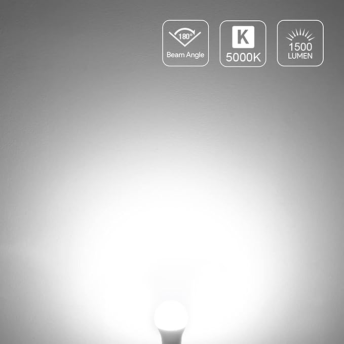 Lepro 100W Equivalent LED Light Bulbs, 14W 1500 Lumens Daylight White 5000K Non-Dimmable, A19 E26 Standard Base, 10000 Hour Lifetime, Pack of 3