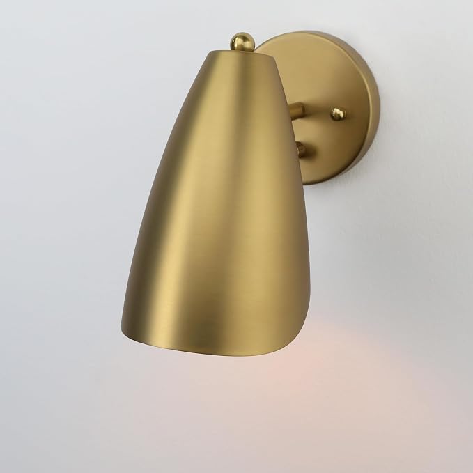 Modern Wall Sconce with Dimmer Switch, Brass Metal Wall Lamp Lighting, Adjustable Light Angle, E26 Bulb Base Reading Lighting for Wall Painting Bedroom Hallway Living Room Dining Room