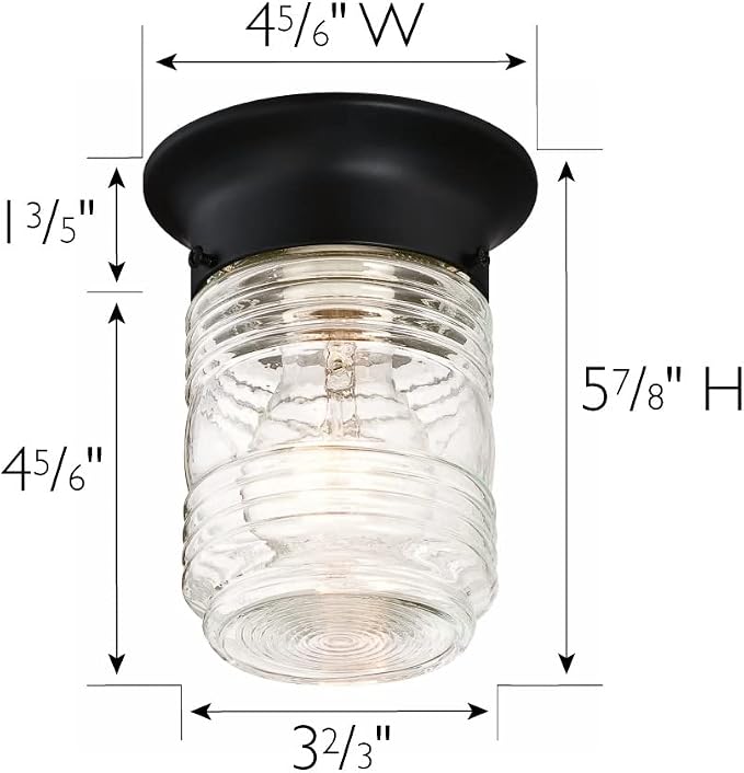 Design House 2-Pack Jelly Jar 1-Light Indoor/Outdoor Flush Mount Ceiling Light, Black, 587576 | Ceiling Mount, Rustic, Steel, 2-Pack, Lighting, 587576