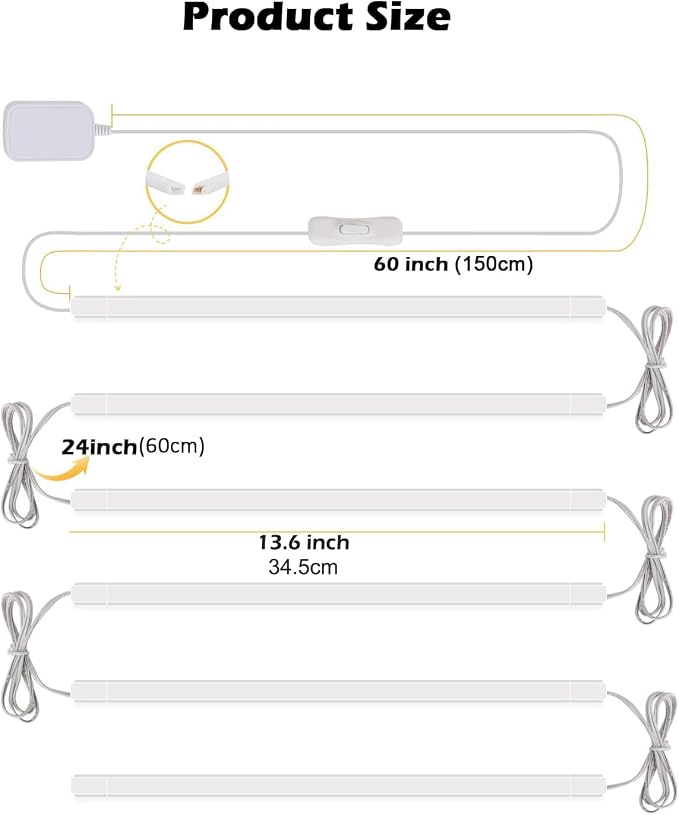 Cefrank 6-Pack Linkable Under Cabinet Lighting, 12" LED Shelf Light Bars | 1200LM Cool White • Plug-in • CRI90+ • Frosted Lens • Pantry • Bookshelf • Workbench