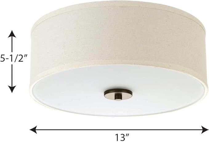 Progress Lighting P3713-20 Inspire Two-Light Flush Mount, Antique Bronze, 5.50x13.00x13.00