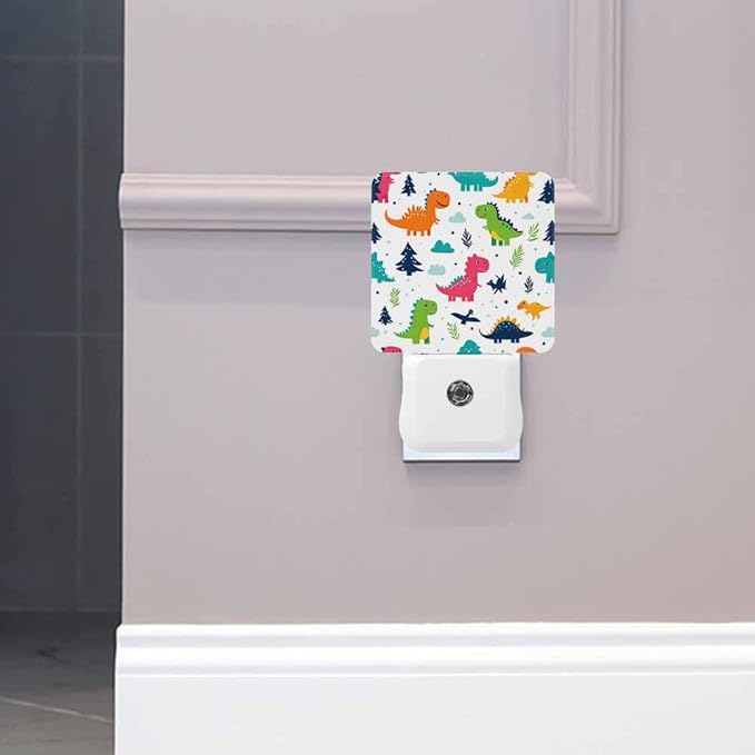 Dinosaur Cartoon Night Light Cute and Fun Plug into Wall with Dusk to Dawn Light Sensors 0.5W Warm Nightlights for Bedroom Bathroom Hallway