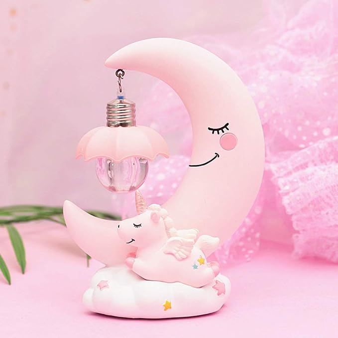Hilitand Cartoon Moon LED Night Light Baby Nursery Lamp Ornaments Bedside Table Lamp Kids for Home Decoration ()