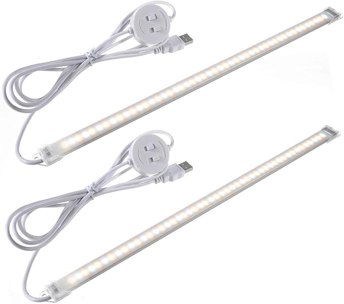 Dimmable Under Cabinet Lighting, Portable USB Reading Strips Craft Light Eye-care LED Desk Reading Lamp Light Great for Craft Table,Pianos,Music Stands,Kitchen,Wardrobe,Shelf,Drawer (warm&cool)