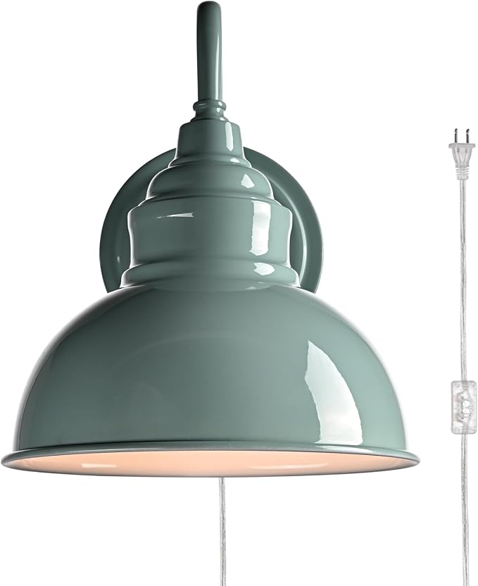 Mini Gooseneck Wall Sconce, 2-Way Mount with Switch, Macaron Green | Flexible Gooseneck, Plug-in & Hardwired Dual Installation, On/Off Switch Included, Fits Bedroom, Corridor, Porch
